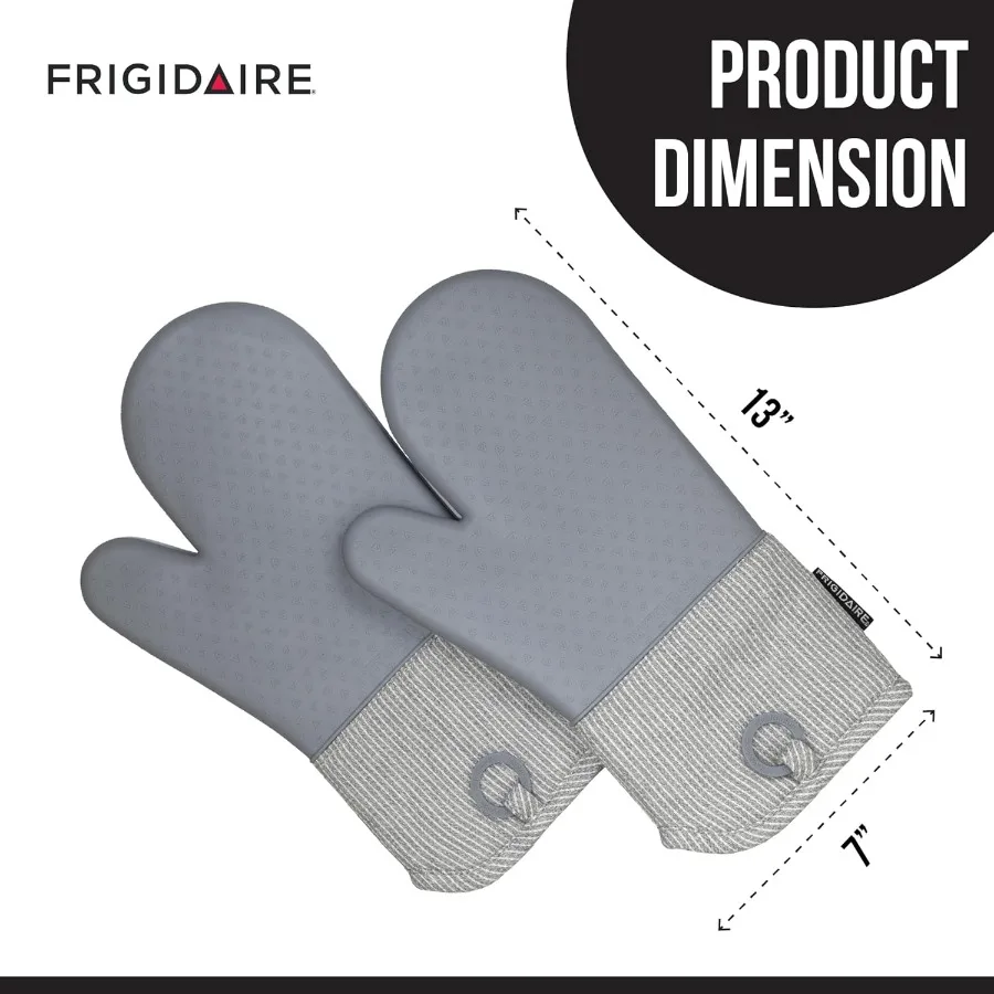 레이야 코튼 및 실리콘 오븐 미트, 주방용 열 저항, 미끄럼 방지 그립 보호, 기계 세탁 가능 디자인, 13x7 이상적