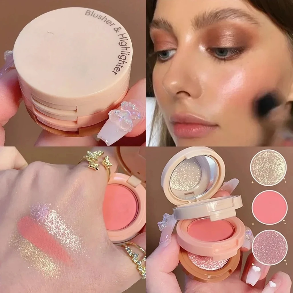 تسليط الضوء على روج طقم مكياج أحمر الخدود كونتور دودة القز عينيه لوحة الوجه ماتي بريق الصباغ شعري الحاجب مسحوق 1 قطعة