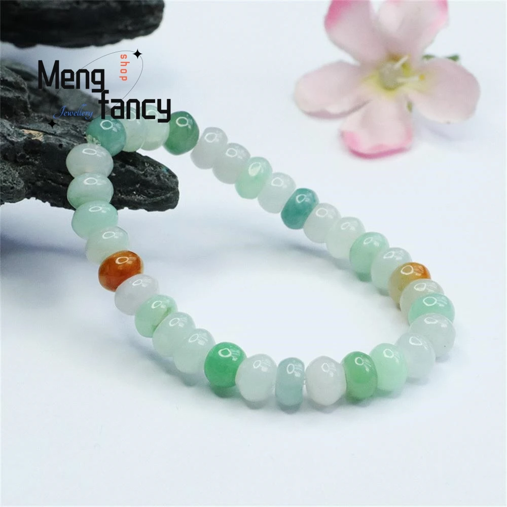 Naturalny Myanmar Jadeite Abacus Abacus Beads Kolorowa bransoletka z jadeitu Wykwintna elegancka prosta wysokiej jakości luksusowa biżuteria wysokiej jakości