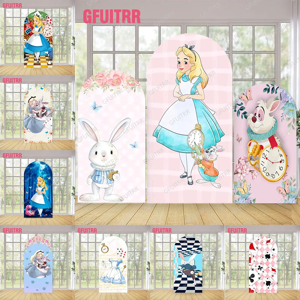 

Чехол для арки «Алиса в стране чудес», украшение для детского душа, детский день рождения, двухсторонняя молния, чехлы для фотографий