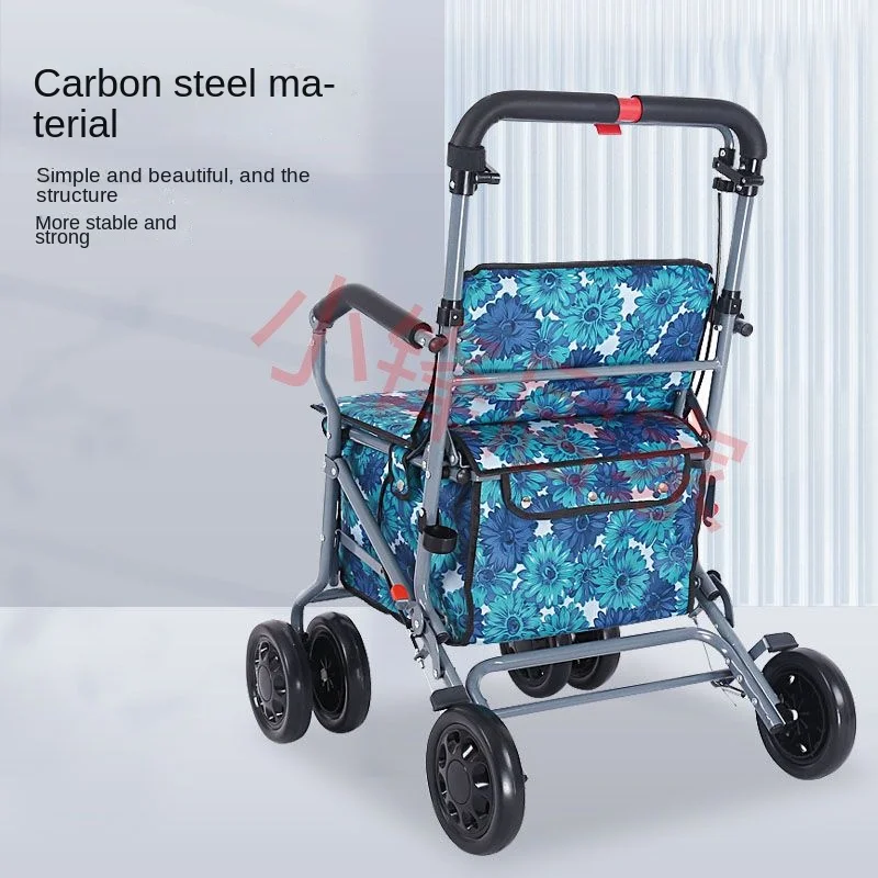 Elderly shopping carts mobility assistance, four wheeled foldable light Walking Stick walkers  walkers for elderly