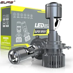EURS 130W H4 Mini Projector LED Car Headlight Bulbs High Beam Low Beam H4 Projector Lens Headlamp Turbo Fan LED Lights 6000k 12V