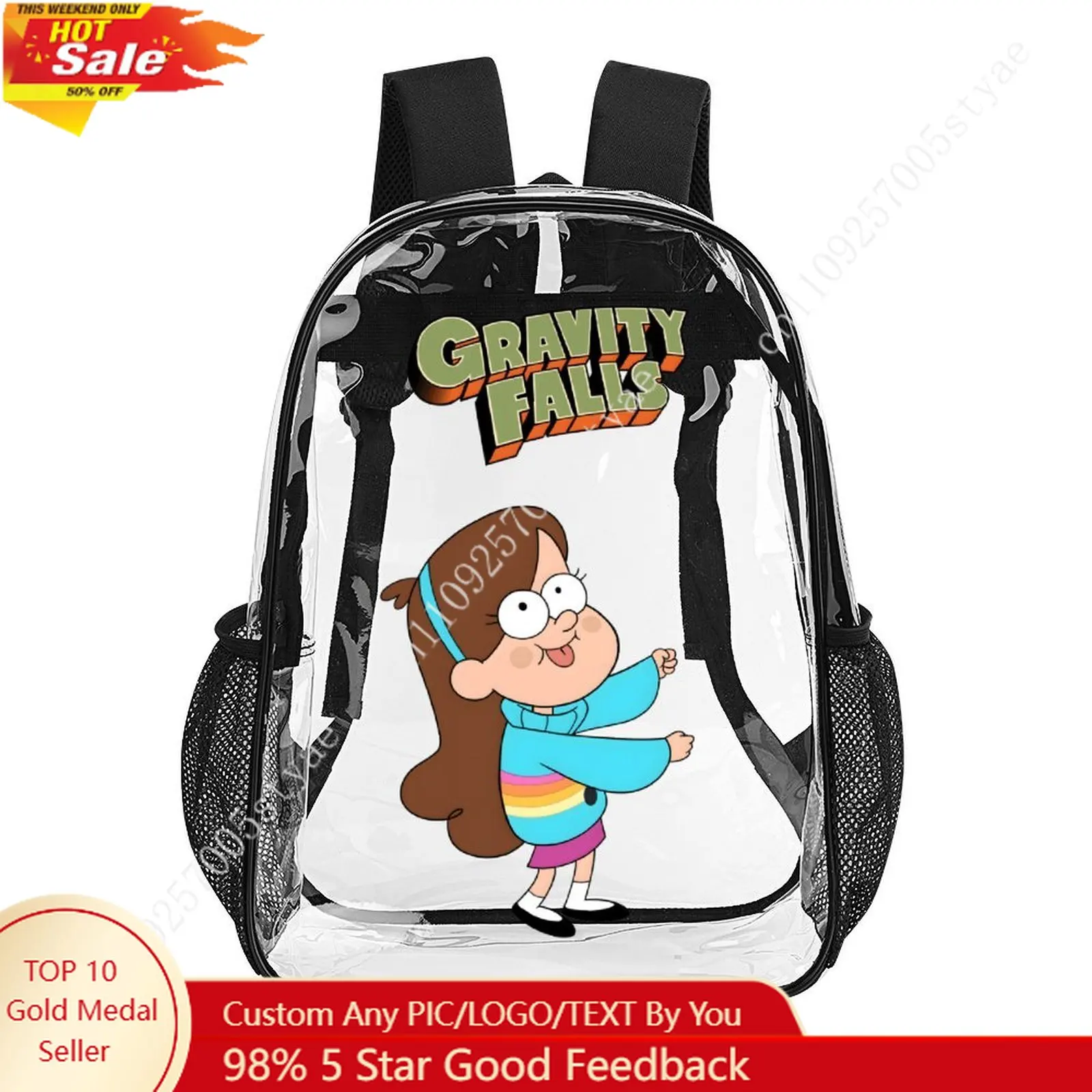 

Mabel Pines Transparent Backpack Disney Cartoon Decorative Bag Design Your Photo Logo Text Customized Party Holiday Gift Cosplay