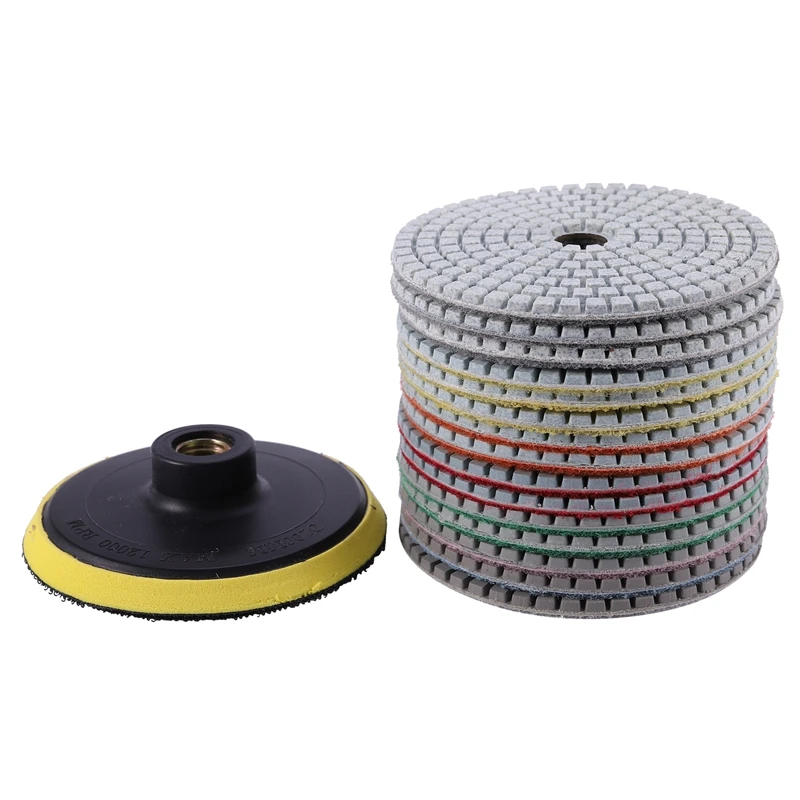 16Pcs Diamond Polishing Pads Kit 4 Inch 100Mm Wet/Dry For Granite Stone Concrete Marble Polishing Use Grinding Discs Set