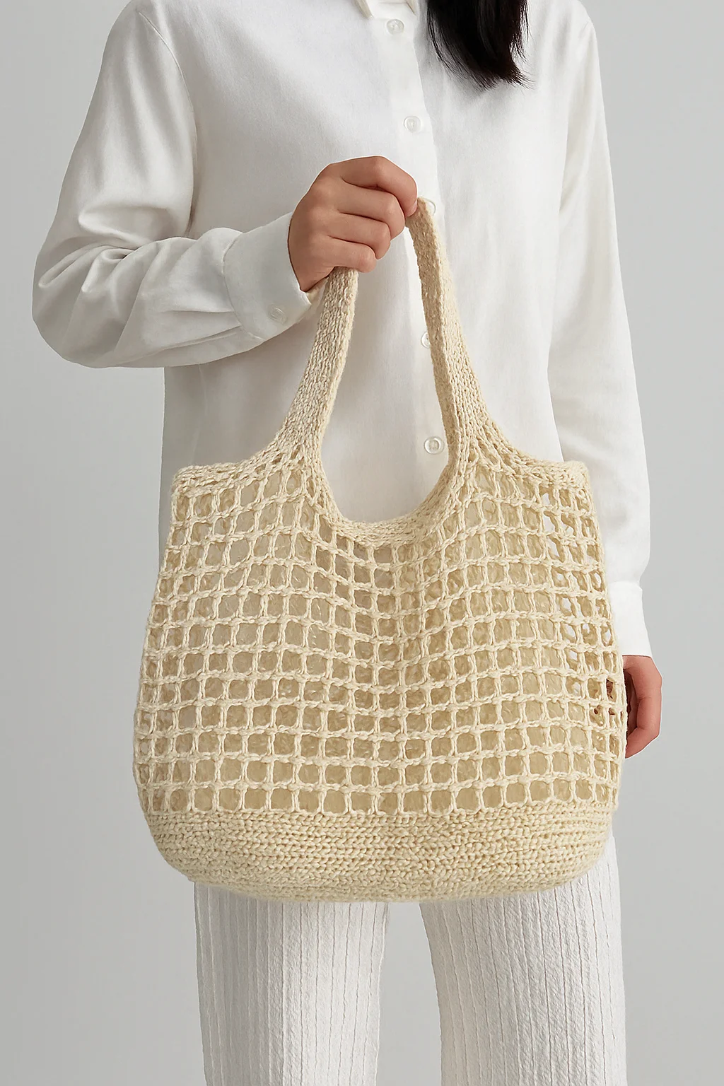 

BluWin Handmade Crochet Net Tote Bag for Women | Minimalist Knitted Shoulder Bag | Summer Beach Mesh Shopper Bag 2025