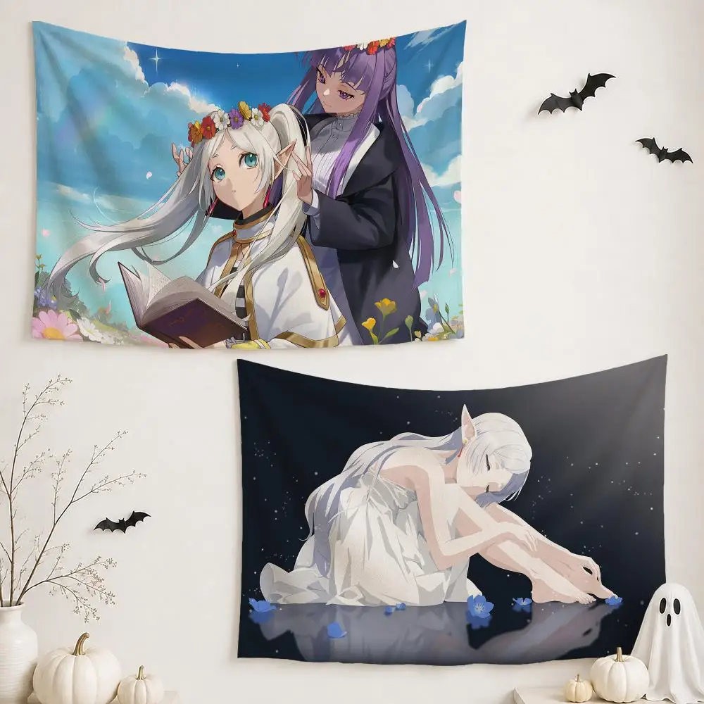 F-Frieren Sousou no Frieren Tapestry Custom Living Bedroom Party Dormitory interior Wall bohemian Decoration Attached clip