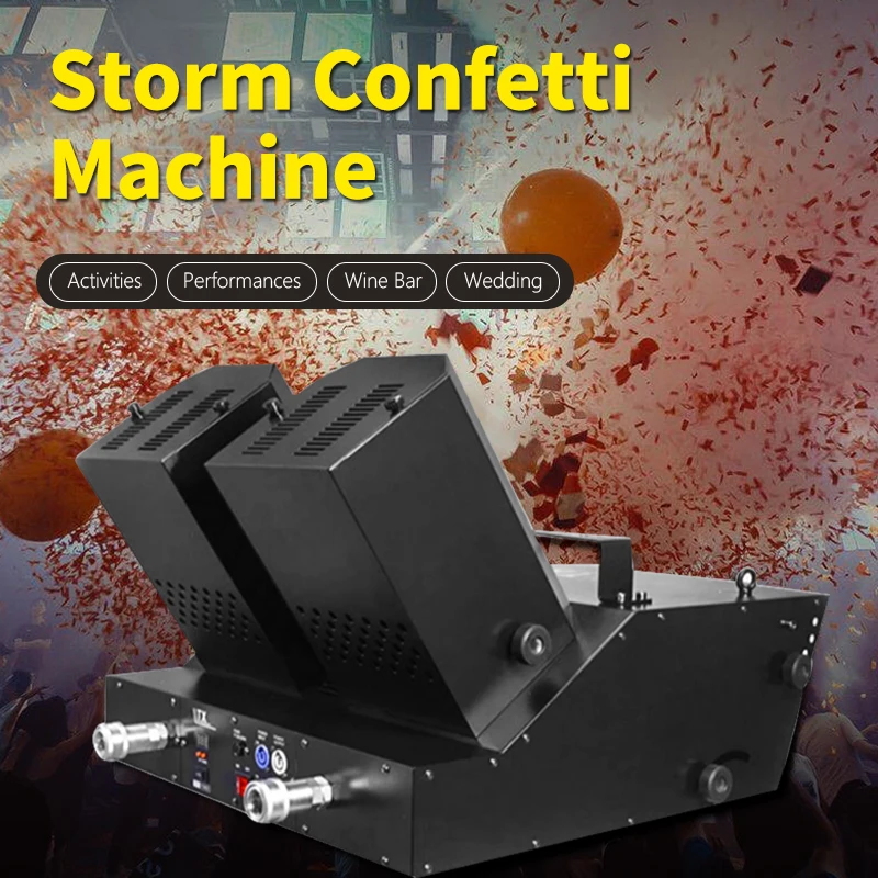 Double Shot Confetti Paper Machine DMX CO2 Jet Spray Machine Stage Rainbow Paper Confetti Blaster Shooter Launcher for Wedding