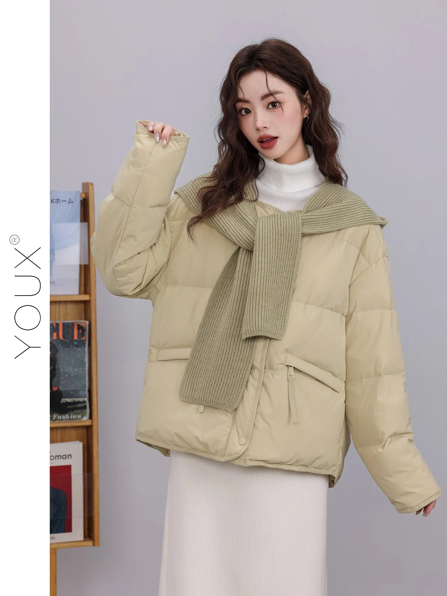 

Fashionable Duck down Jacket Women's Stylish High-End Feeling Early Winter Cozy Uplook Pure Color Commute Style Zipper Closure