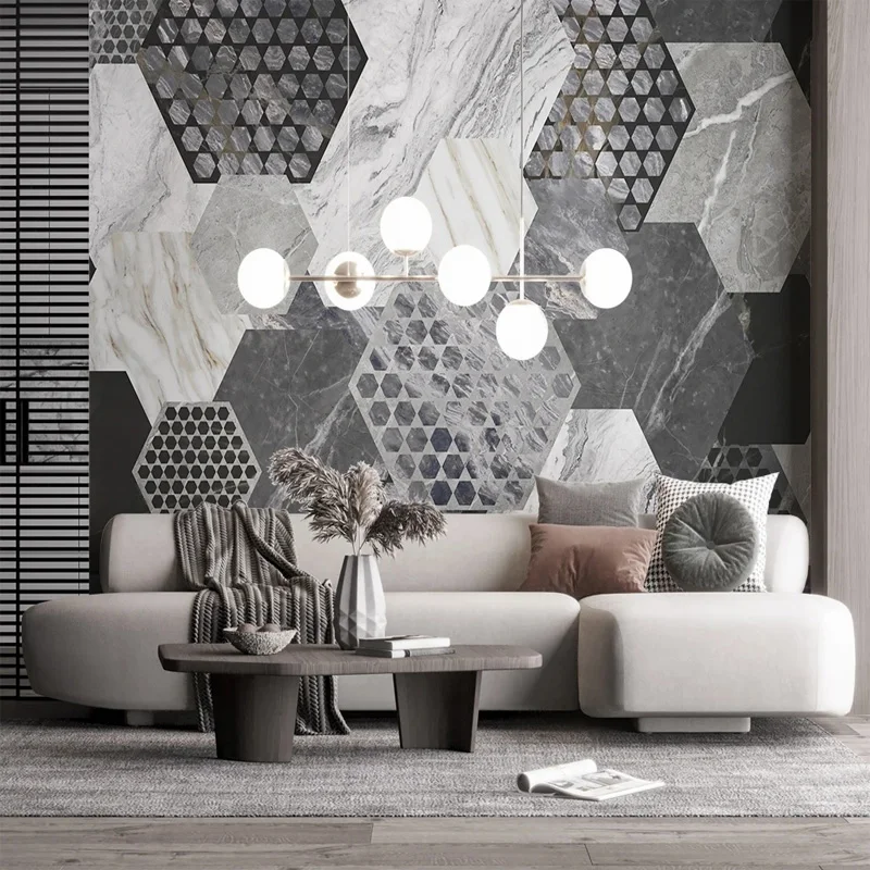 

Custom 3D Mural Modern Marble Geometric Honeycomb Imitation Rock Slab Photo Wallpaper Living Room TV Backdrop Wall Home Decor