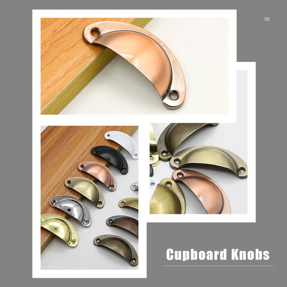 

12pcs Vintage Cabinet Pull Handles Retro Drawer Knobs For Furniture Cupboard Semi-Circular Knobs Shell Designed Hardware