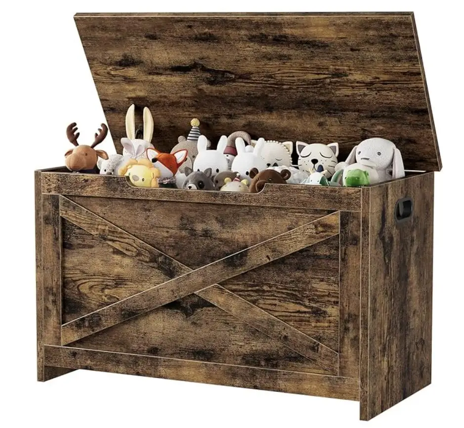 30-Zoll-Aufbewahrungstruhe mit Sicherheitsscharnier, Holz-Aufbewahrungsbank für den Eingangsbereich, große Spielzeugkiste & Deckenbox für Schlafzimmer, Wohnzimmer, Schuhbank-Organizer