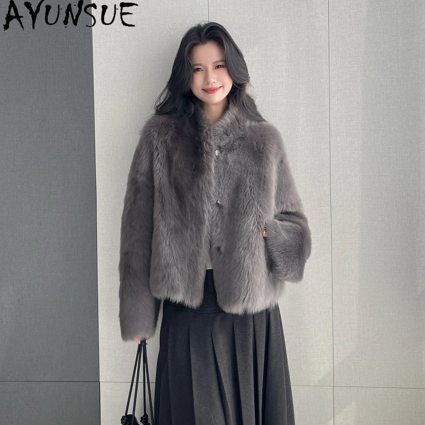 AYUNSUE 100% Natural Tuscany Sheep Fur Coat Women Warm Straigh Lamb Wool Real Fur Jackets Woman Winter Clothes Fashion Loose Fit