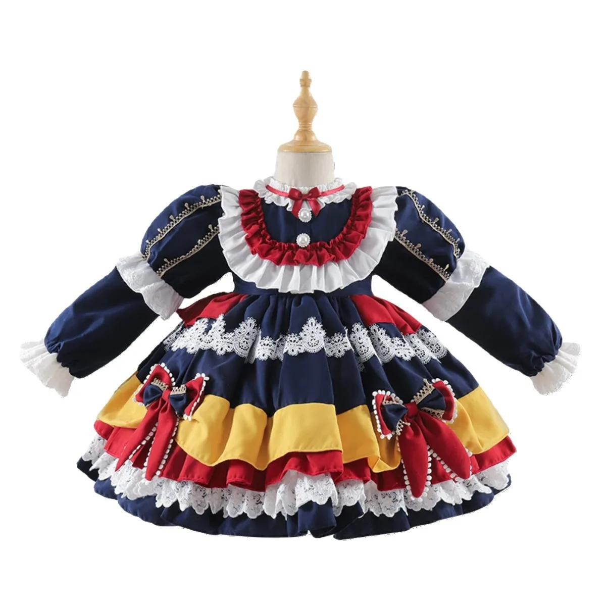 Winter Kinder Lolita Kleid Anzug Kawaii niedlichen Prinzessin Kleid Mädchen Leistung Kostüme geschwollene Kleid Anzug Tiara Bogen süße Kleidung