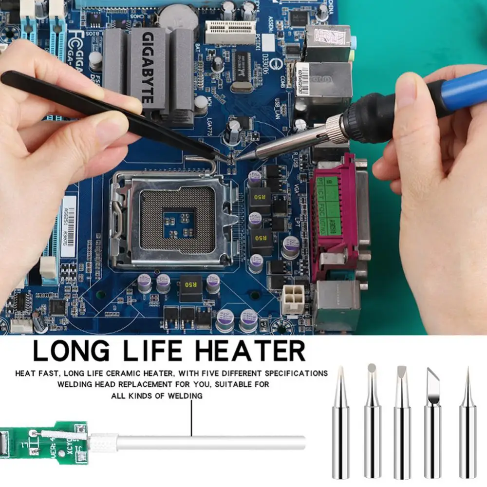 

Soldering Tips Universal 60w Digital Display European And American Ceramic Heater Accessories Tools Multimeter Set Portable