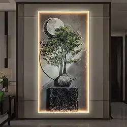 Modern Luxury LED Wall Lamp Green plants Texture Style Foyer Living Room Decoration items Luminous Corridor Hanging Mural Lights