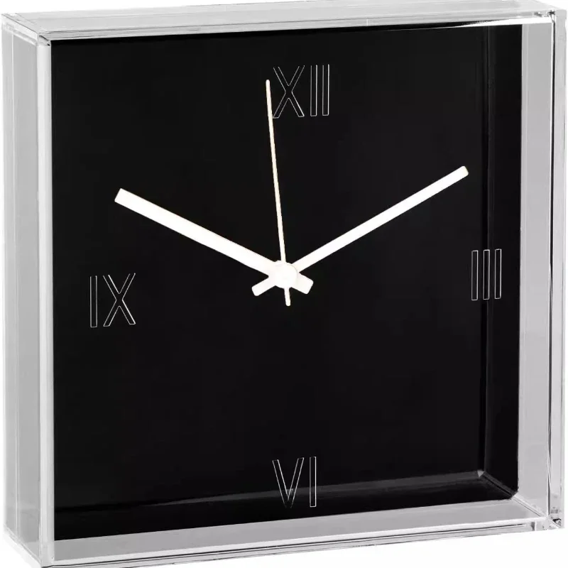 Modern simple square wall clock with quartz gold decoration