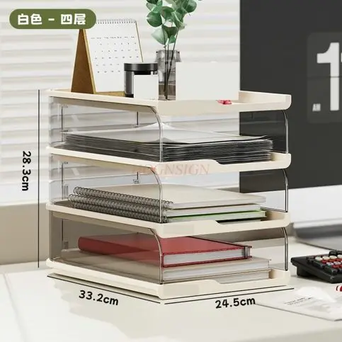 1pcs Desktop file storage rack, transparent multi-layer shelf, bookshelf, office desk, data rack, dopamine storage box