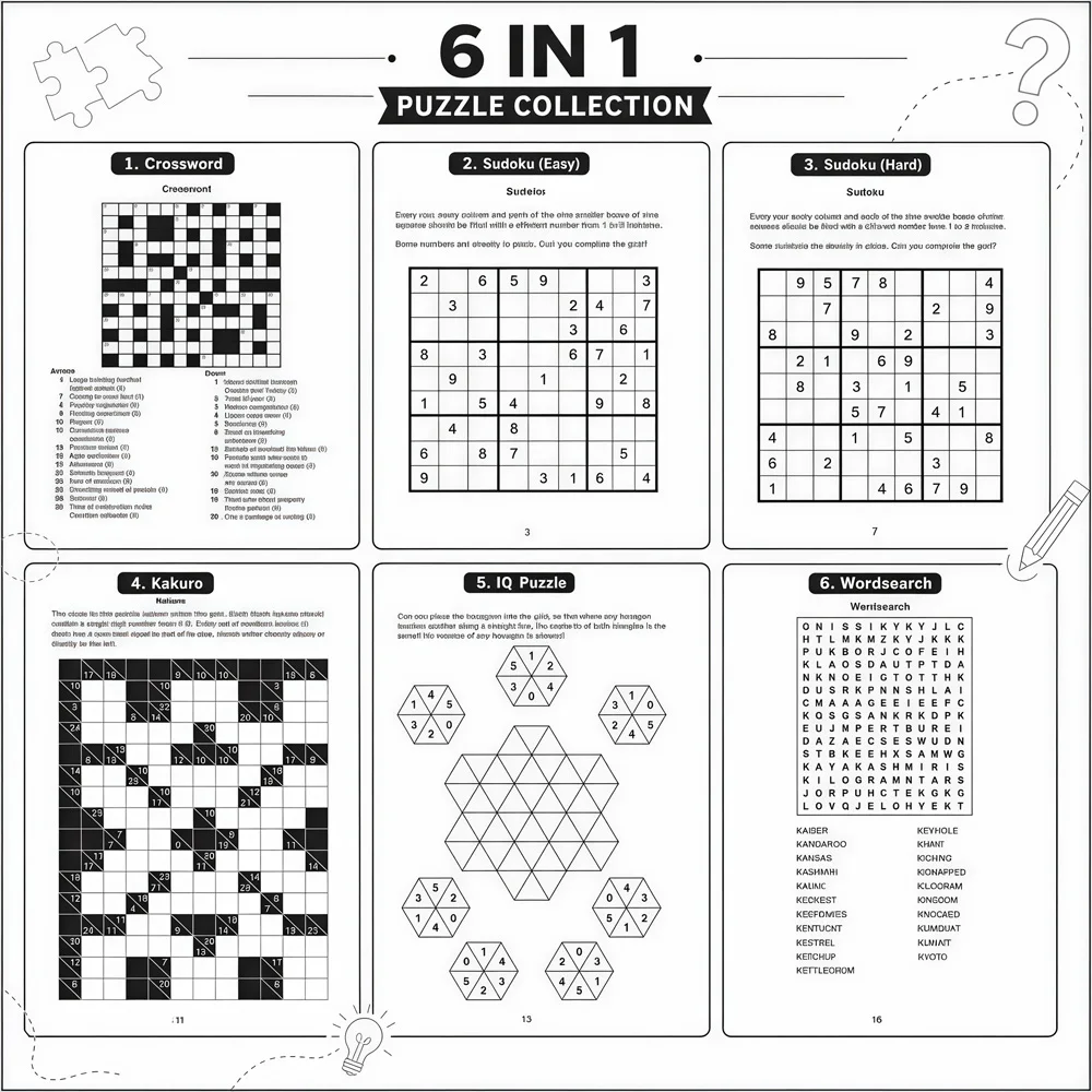 Puzzle Book-Logic Games, World Search,CROSSWORD,SUDOKU Puzzle Books—Logic, Brain-Training Teenager Children's  Logical Thinking view 5