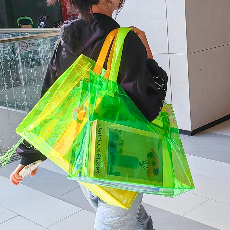 Fashion Transparent Handbag for Women Large Capacity Clear Shoulder Bag For Women With Handles Portable Shopping Handbags