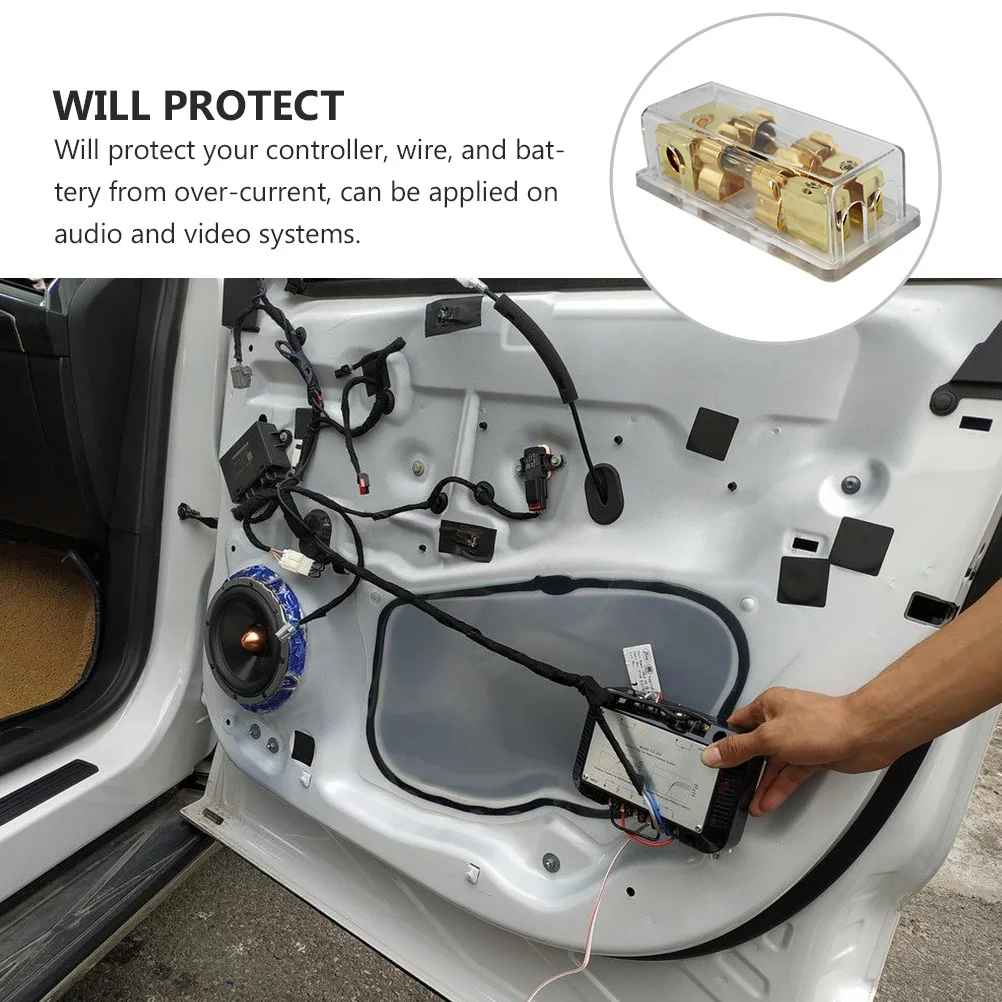 

1Pcs Car Speaker Fuse Holder Transparent Box Auto Sound Fuse Base Power Cord Protection for Car Audio Video Systems