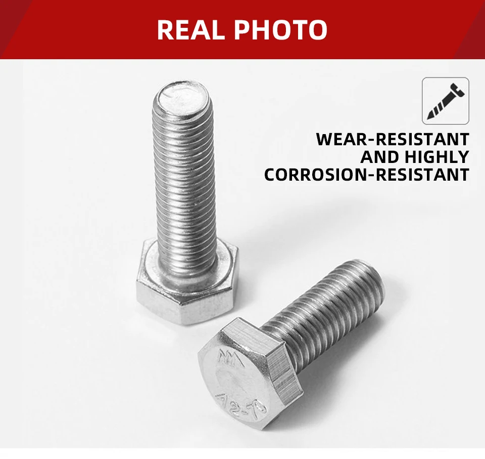 INOX Stainless Steel Hex Bolt DIN933 Full Thread Hexagonal Machine Screw SS304 SS316 Metric Fastener M3 M4 M5 M6 M8 M10 M12