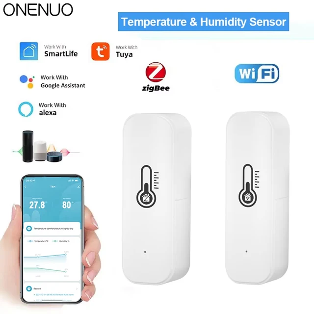 Tuya Zigbee lub WiFi czujnik temperatury i wilgotności podłączony w domu termometr kompatybilny z Smart Life Alexa Google Assistant