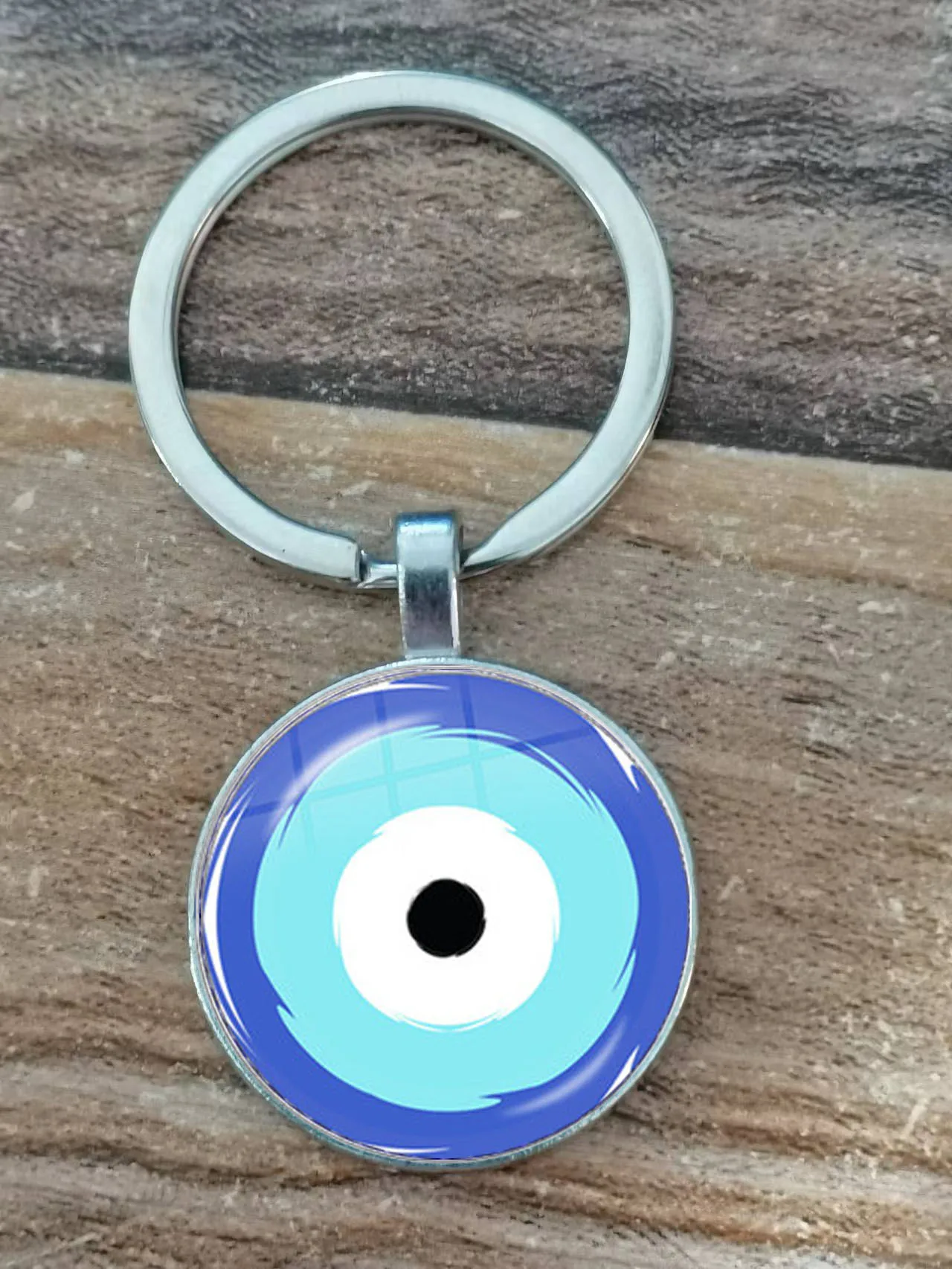 Schönheit Blau Bösen blick Religiöse Foto Runde Glas Cabochon Schlüsselbund Tasche Auto Keychain Schmuck Keychain Geschenk – Detail 3