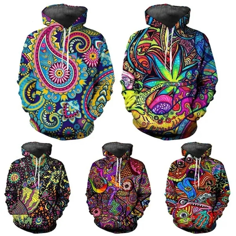 3D Printing Psychedelic Artwork Hoodies For Men Fashion Trippy Pullover Sweatshirt Hoodies Men Plus Size Hoodies Tops