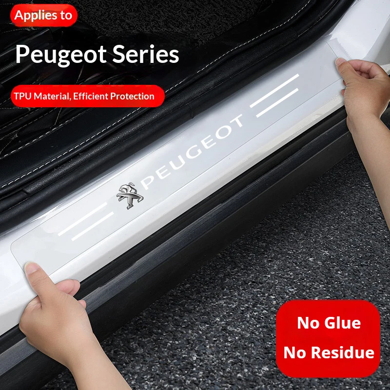 

4Pcs Car Door Sill Protector Stickers Threshold Transparent Decor Decal Tuning Accessories For Peugeot 3008 4008 5008 2008 308