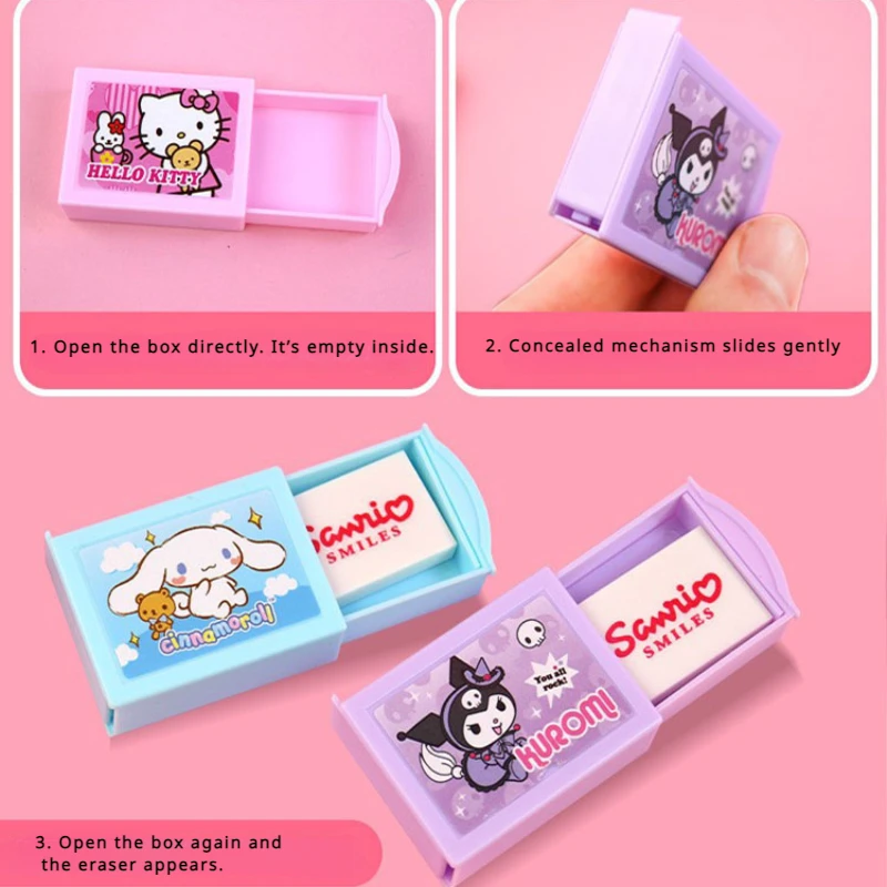 Creative Stationery Sanrio Magic Box Eraser Cinnamon Roll Cute Cartoon Desk Accessories Kawaii Press Eraser Japanese Sanrio