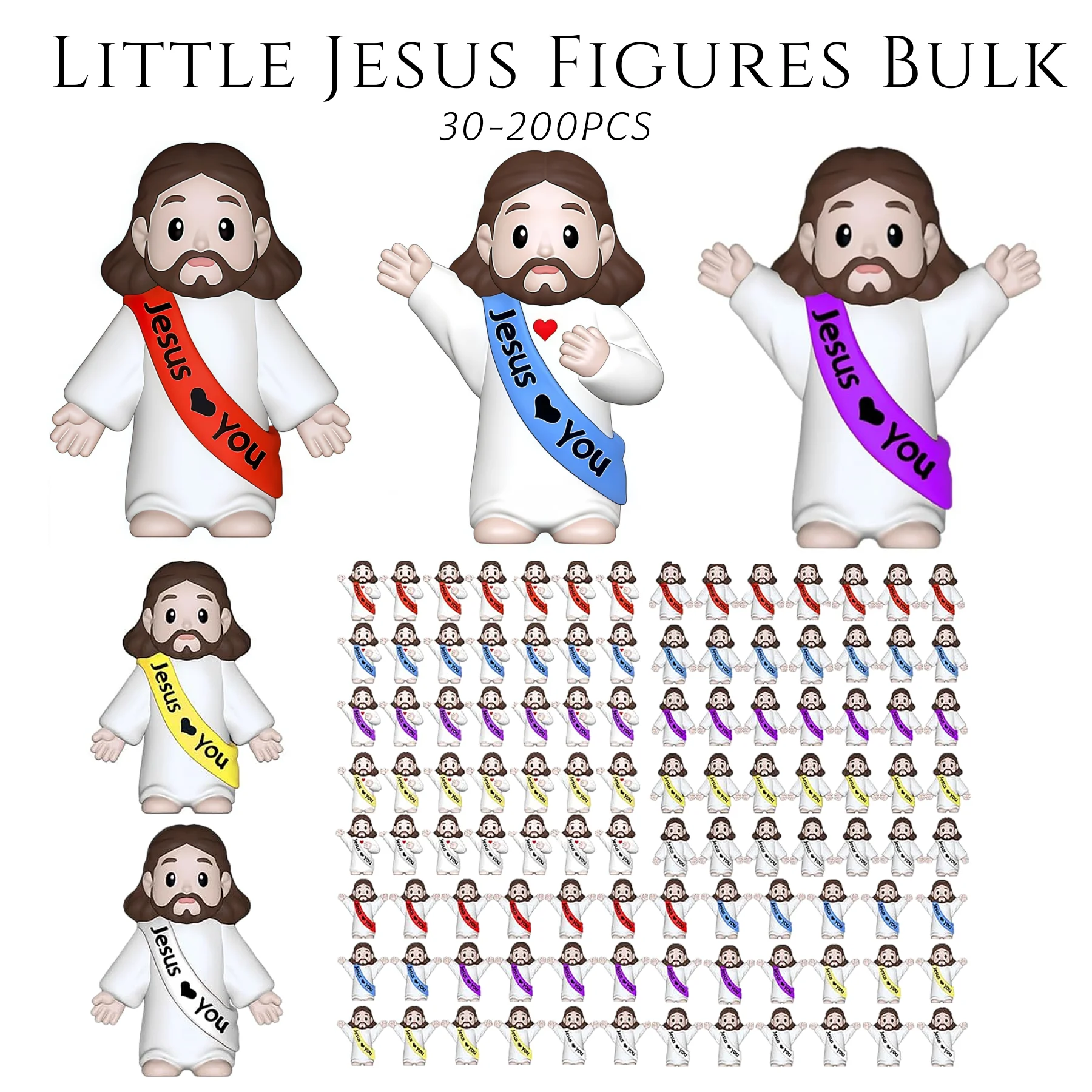30-200Pcs Little Jesus Figures Jesus Loves You Figures Baby Jesus Figure Mini Jesus Bulk for Religious Gifts Easter Egg Fillers