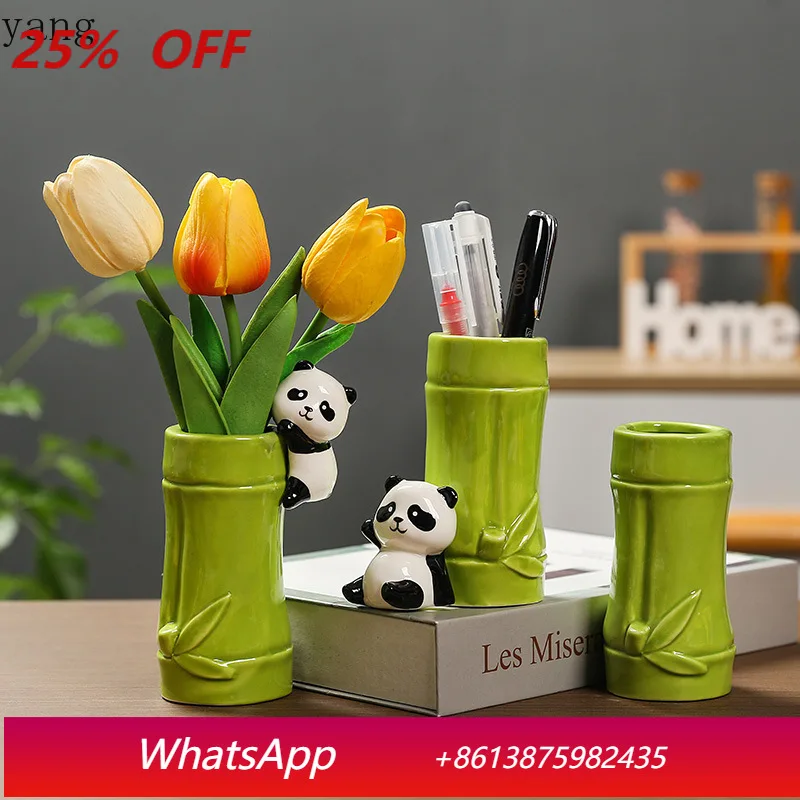 

Новый керамический держатель для ручек в виде панды, настольный органайзер для офиса, декоративный элемент.