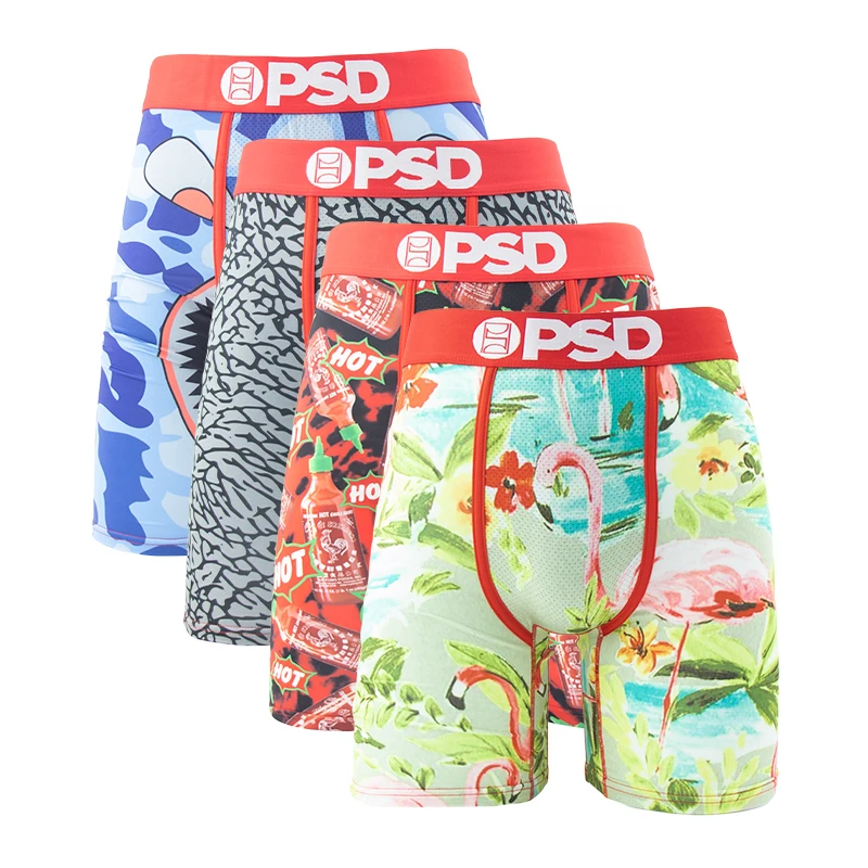 

4Pcs Sexy Men Underwear Boxer Shorts Fashion Print Men's Panties Cueca Lingerie Breathable Man Swimming Boxer Briefs Underpants