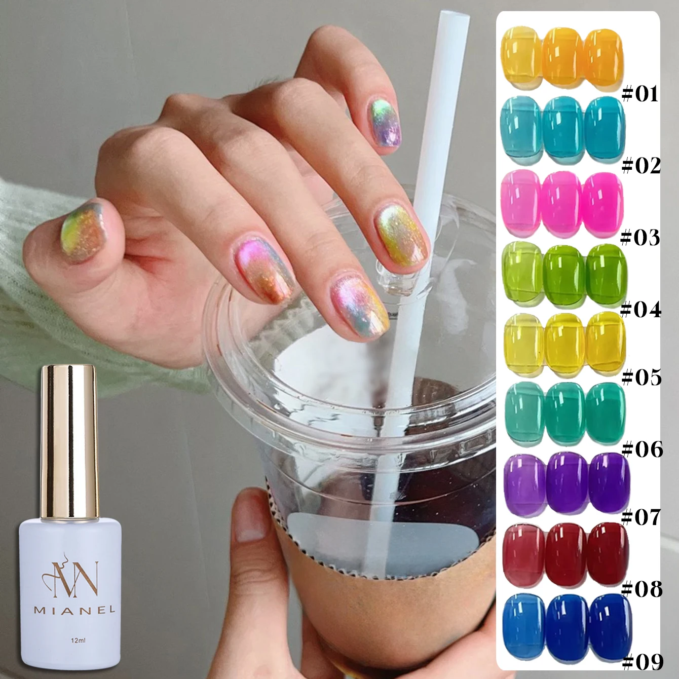 

MIANEL, 1 шт., 12 мл, прозрачное ледяное дофаминовое стекло, гель-лак для ногтей ярких цветов, летние ногти, стеклянный лак для ногтей с танзанитом, синие ногти