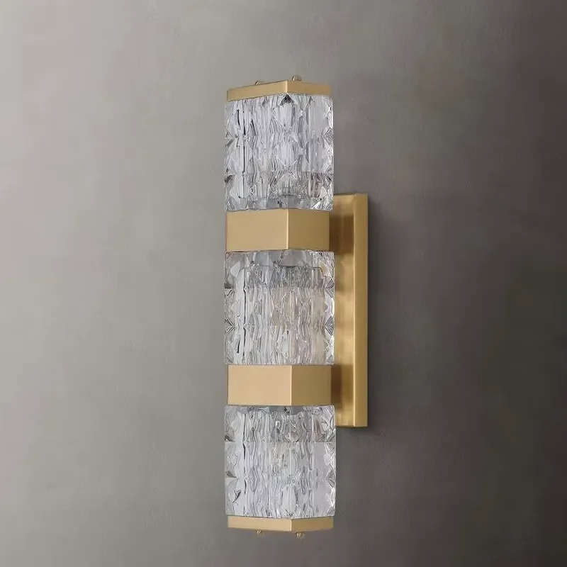 Modern LED Sconce Gold Crystal Vintage Design Square Wall Bracket 220V Home Decoration Living Room Bed Light Lamp