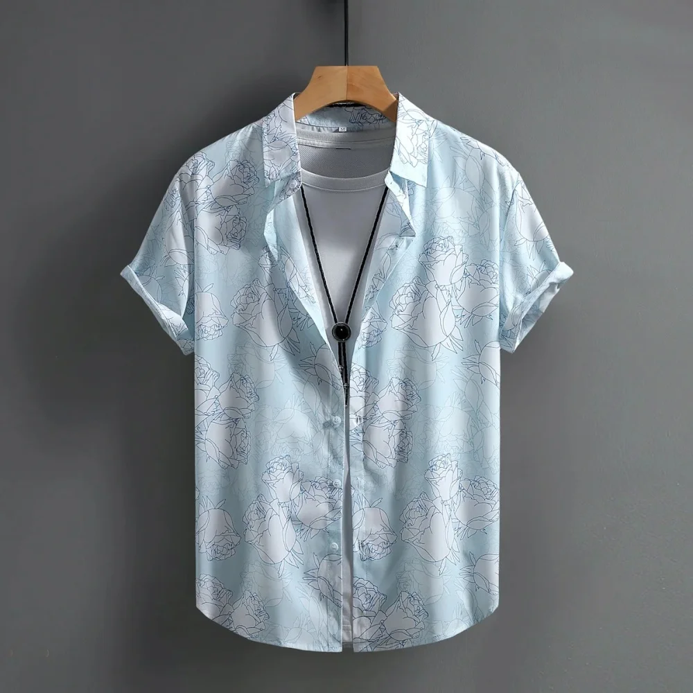 Tropical Coconut Tree Tie-Dye Pattern Casual Men's Short Sleeve Button down Shirt for Men Summer Holiday Hawaiian Oversized Top