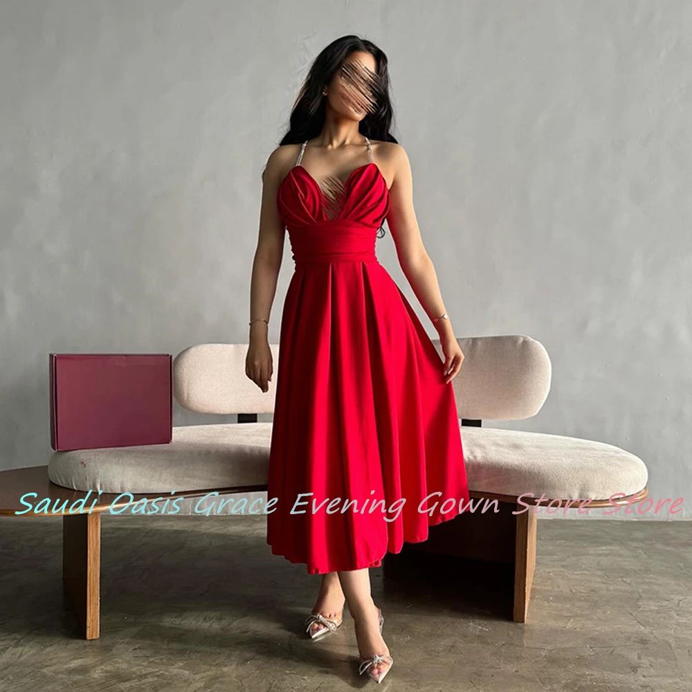 Sexy Jersey A-Line Evening Dress Temperament  Floor Length Sleeveless Party Gowns Saudi Arabia 2024 Custom Size