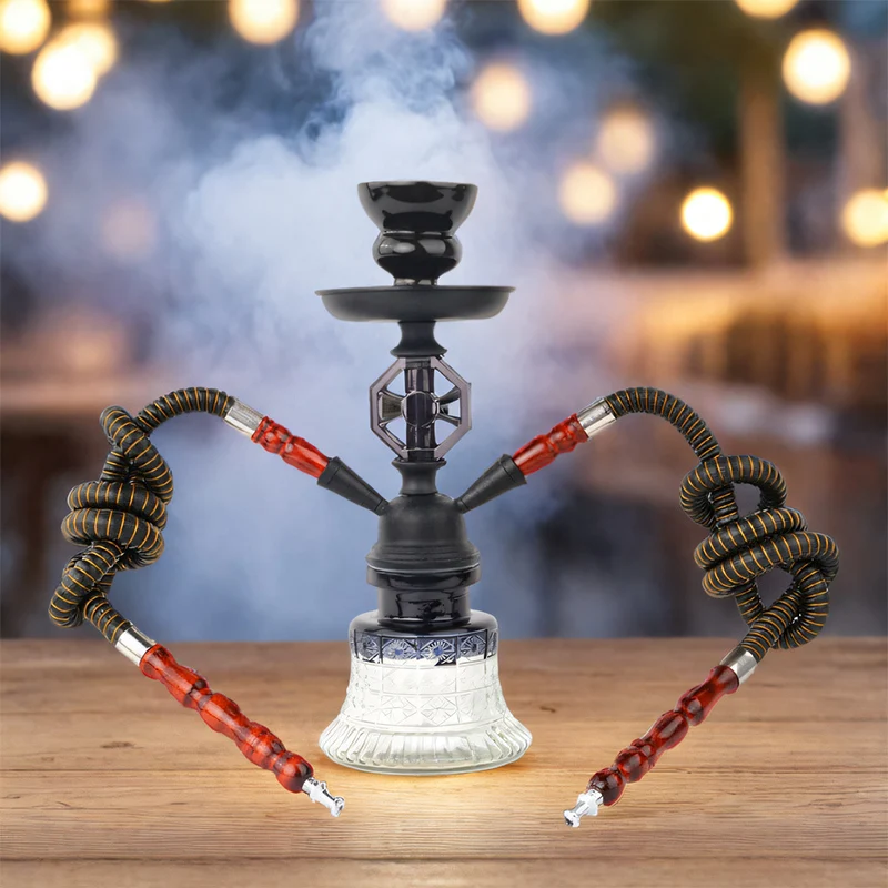 

Черный, синий, зеленый, красный, маленький, 10,6 дюйма \ 27 см, двойной шланг 2, полный набор кальяна для бара, роскошная курительная трубка, набор кальян, стеклянная ваза