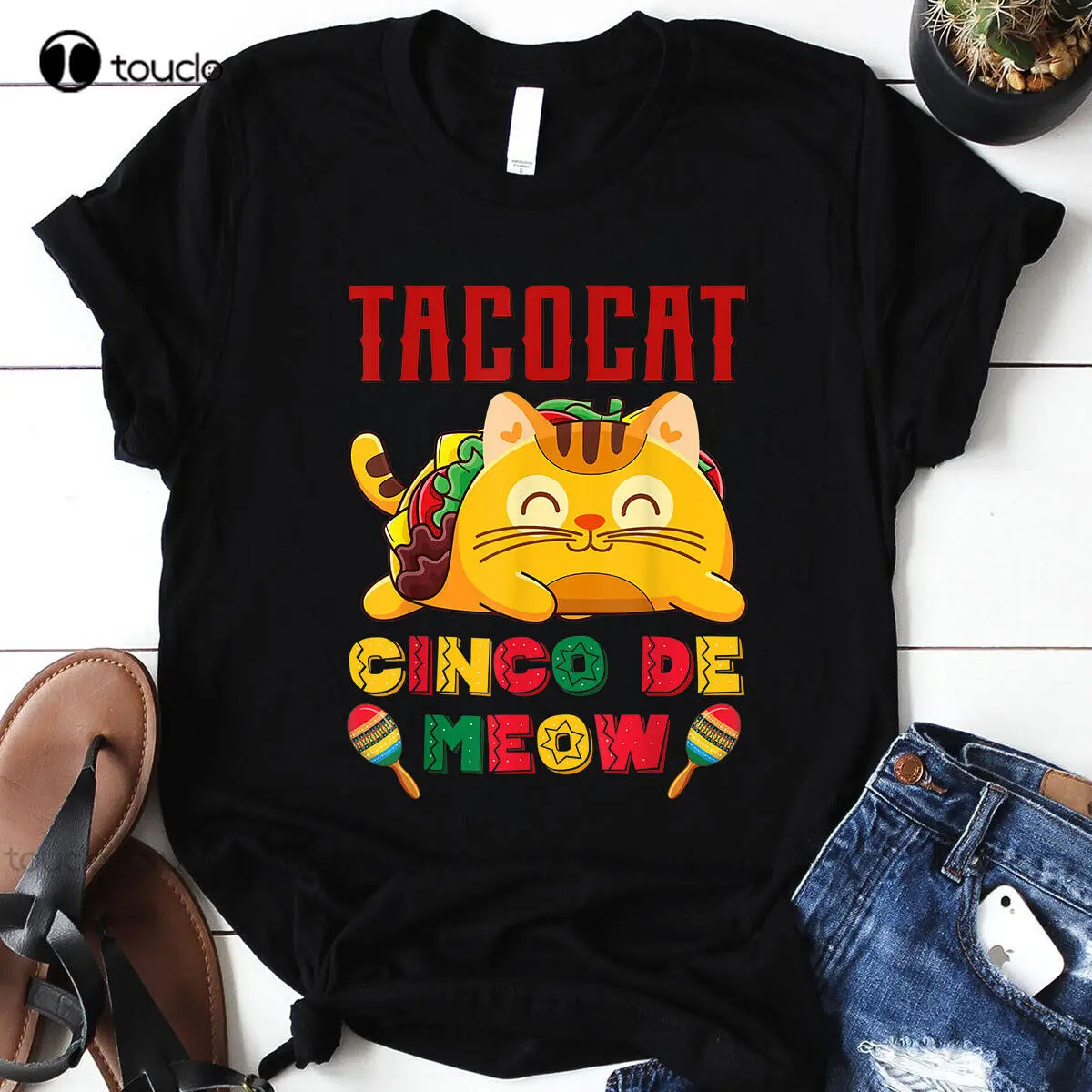 Cinco De Meow Taco Cat Mexican Cinco De Mayo Cat Lovers T-Shirt Cotton Outdoor Simple Vintage Casual Tee Shirts Xs-5Xl