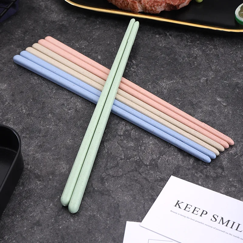 1 Pair of Wheat Straw Chopsticks Healthy Tableware Non-slip Chinese Chopsticks Kitchen Tools Reusable Sushi Food Tableware
