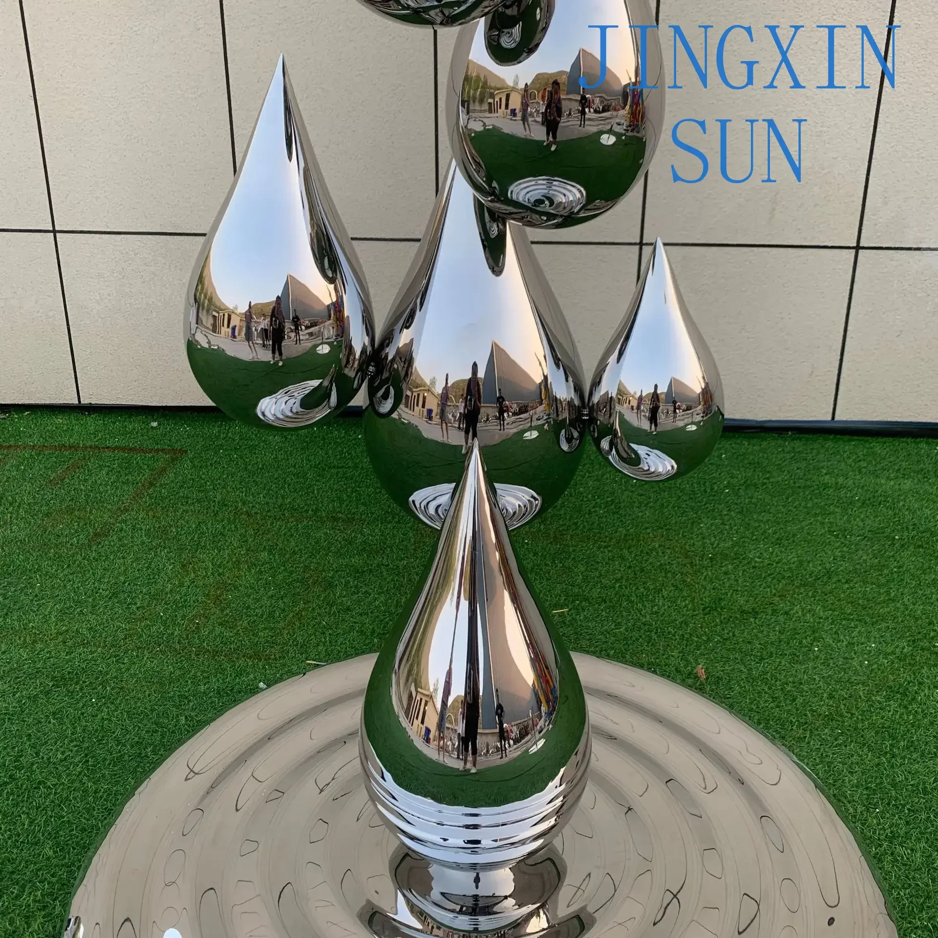 Factory custom modern outdoor spherical metal water features sculpture sphere 3D fountain 304/316 stainless steel fountain
