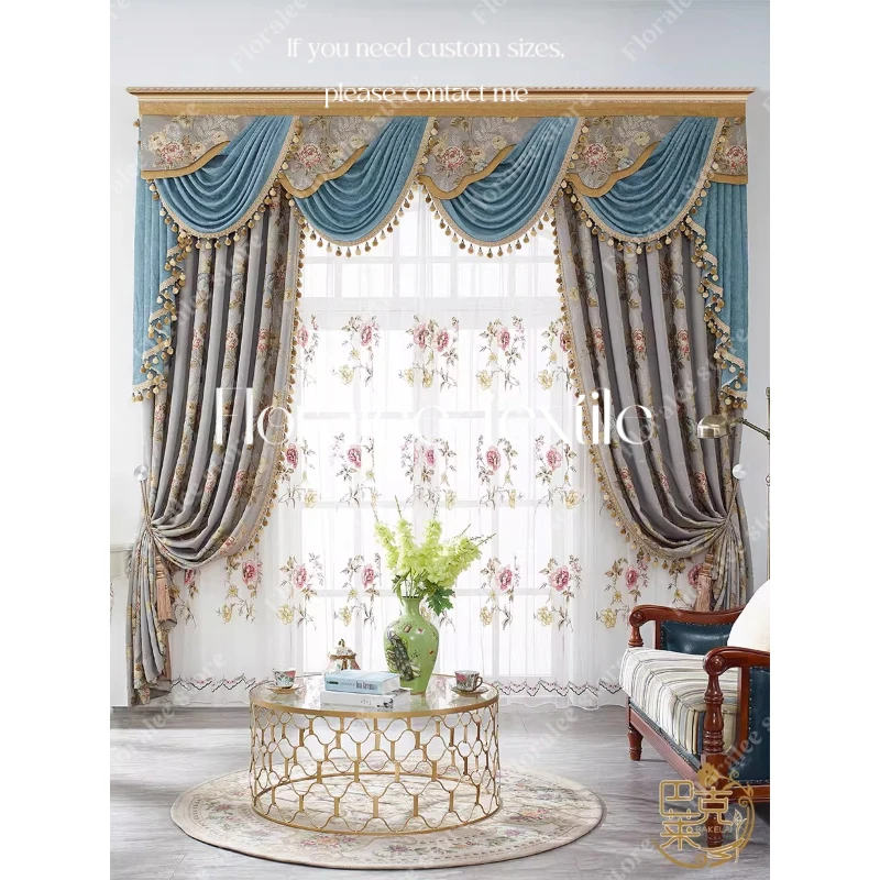 

European Curtains for Living Room Luxury Villa American Bedroom Chinese Finished New Blackout High-precision Curtains Cloth