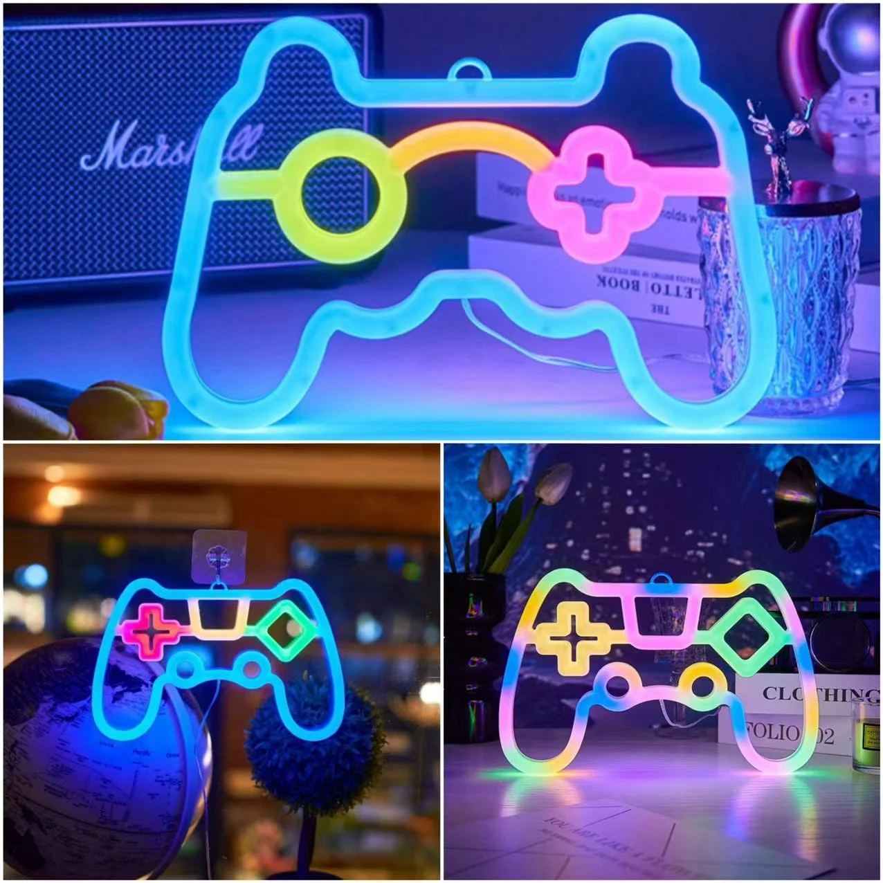 Game Neon Sign Gamepad Controller Neon Signs Gaming Wall Lights Decor for Game Room Neon Lights Children Room Party Decoration