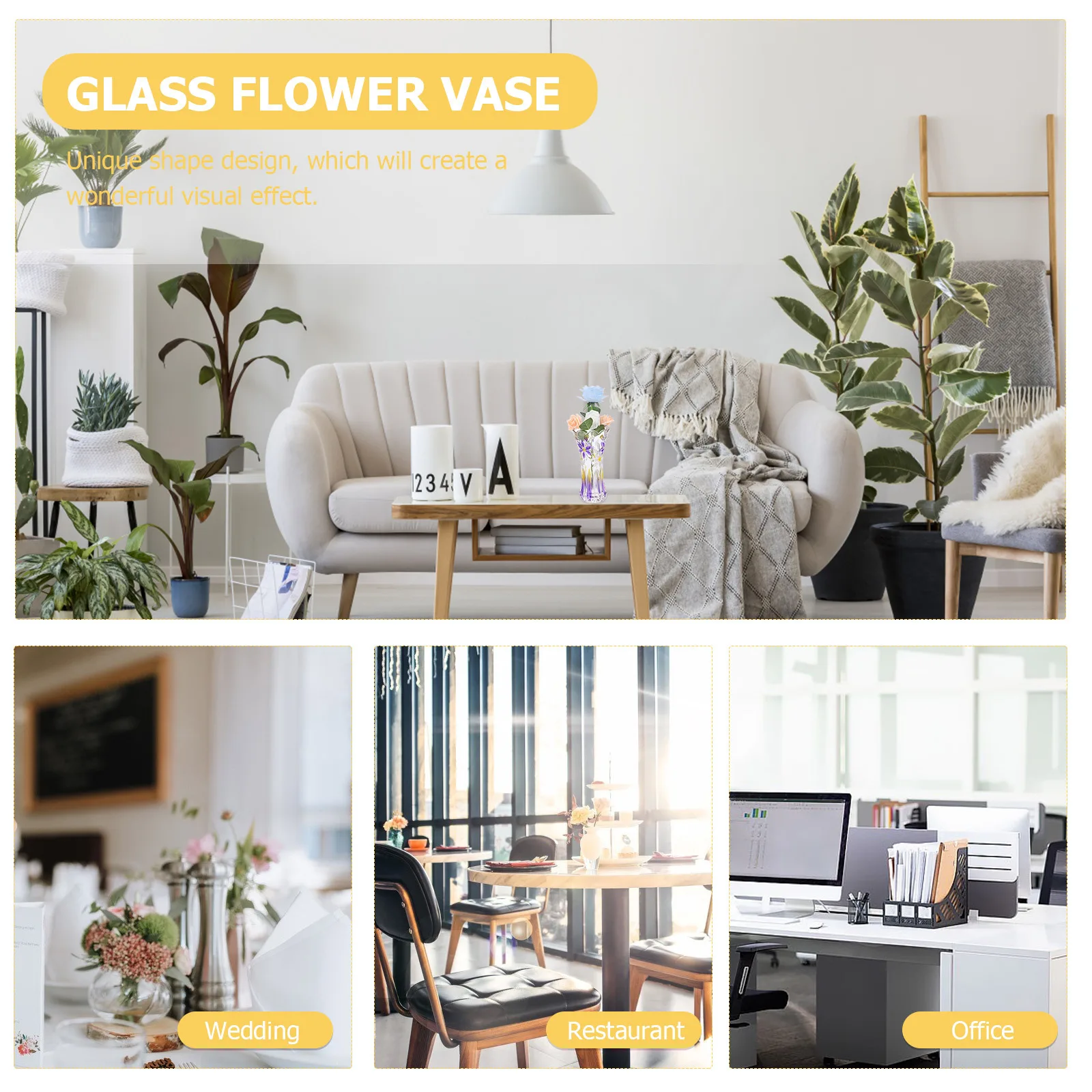 

Thickened Crystal Glass Flower Vase Manual Polished Smooth Surface Flat Bottom Decorative Desktop Vase for Flower Arrangement