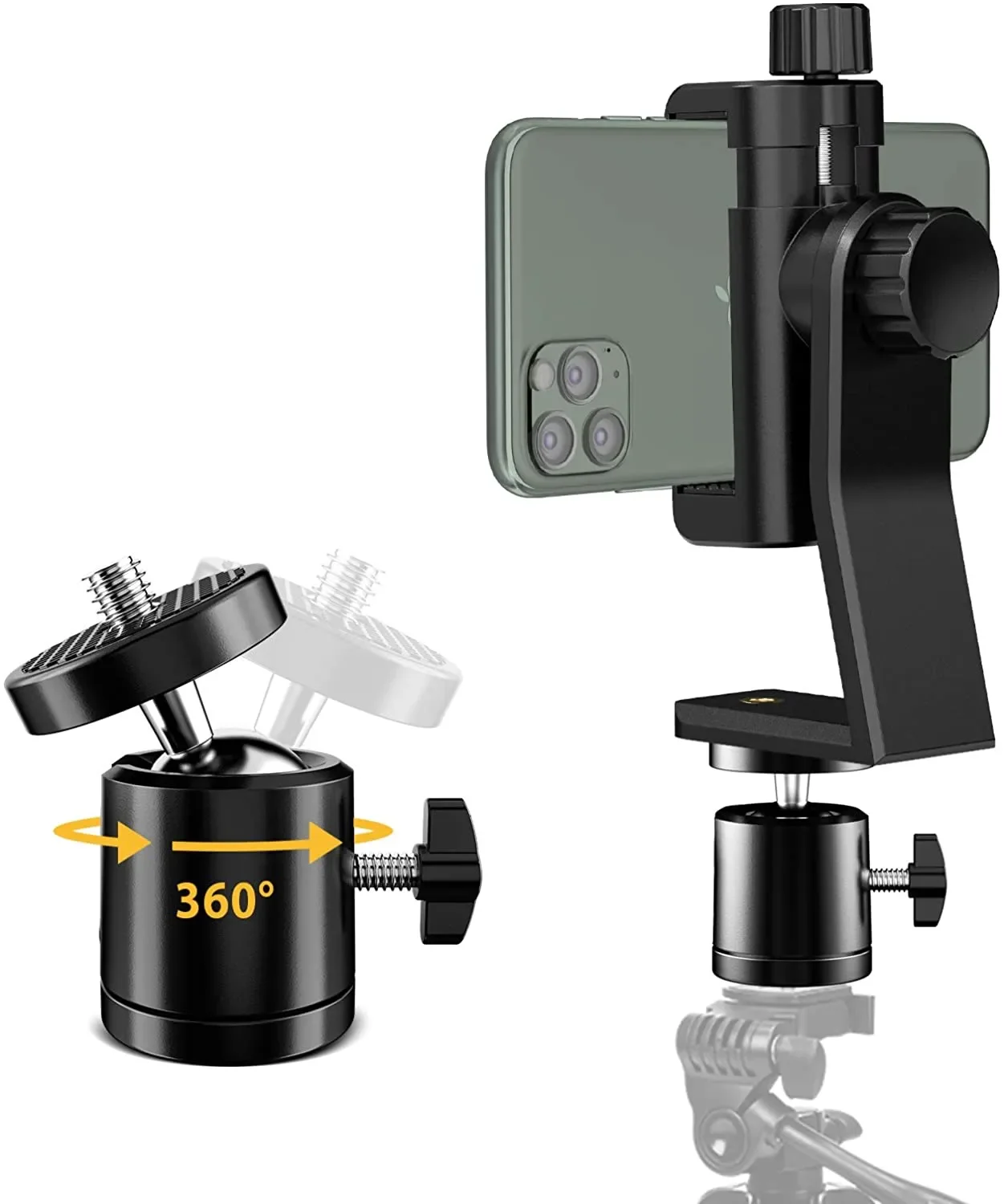 Universal Tripod Mount CellPhone Holder Clip Stand 1/4 Screw Ball Head Adapter For Selfie Stick Xiaomi 360 Rotate Camera Bracket