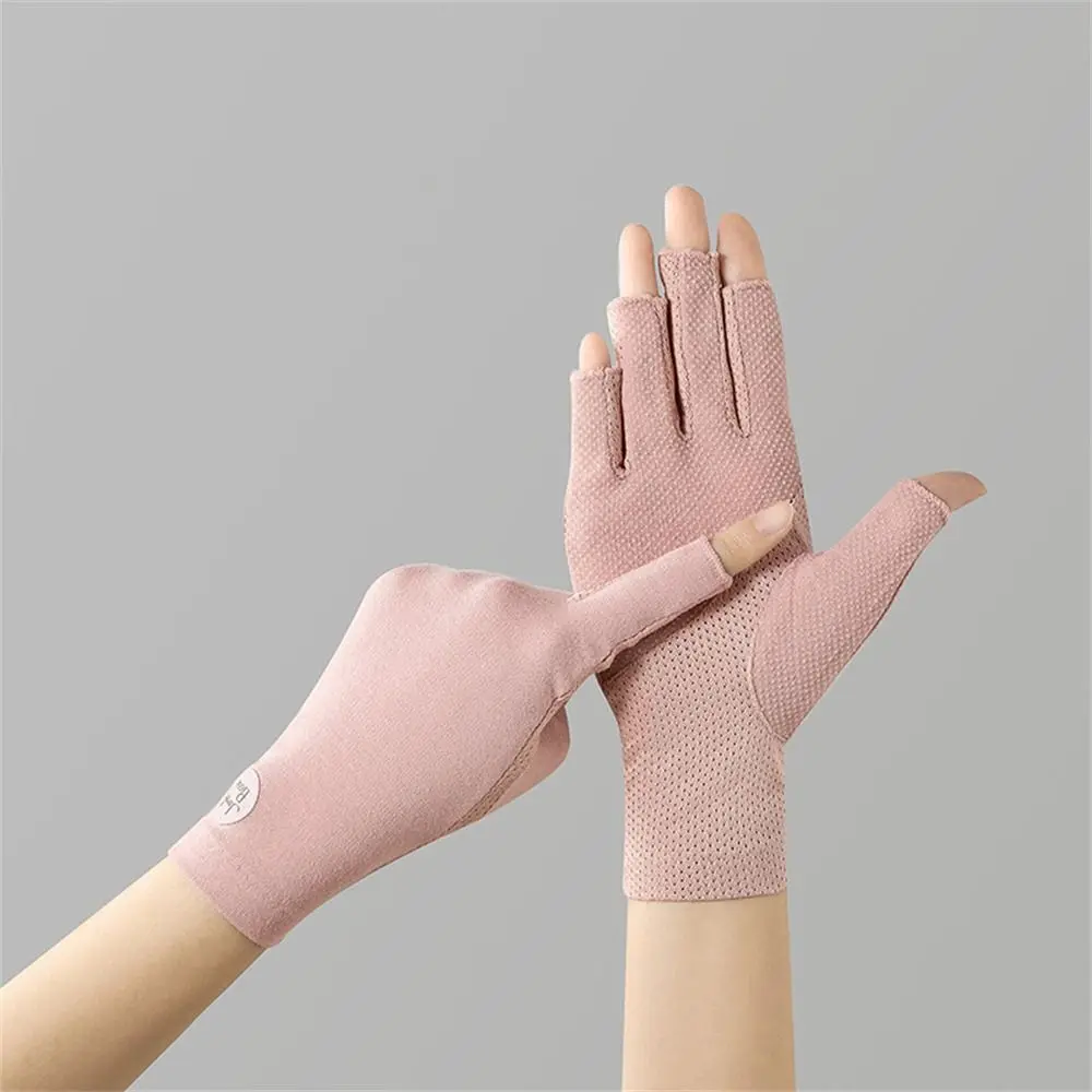 Thin Sunscreen Gloves Fashion Slip Resistant Cotton Anti-UV Mittens Solid Color Elastic Sun Protection Gloves Outdoor