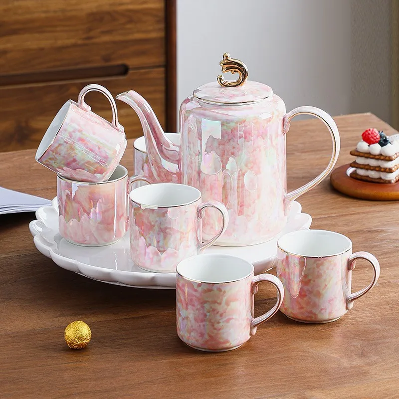 

Ceramic cup set, teapot plus tea tray, Phnom Penh coffee cup for home use, housewarming gift.