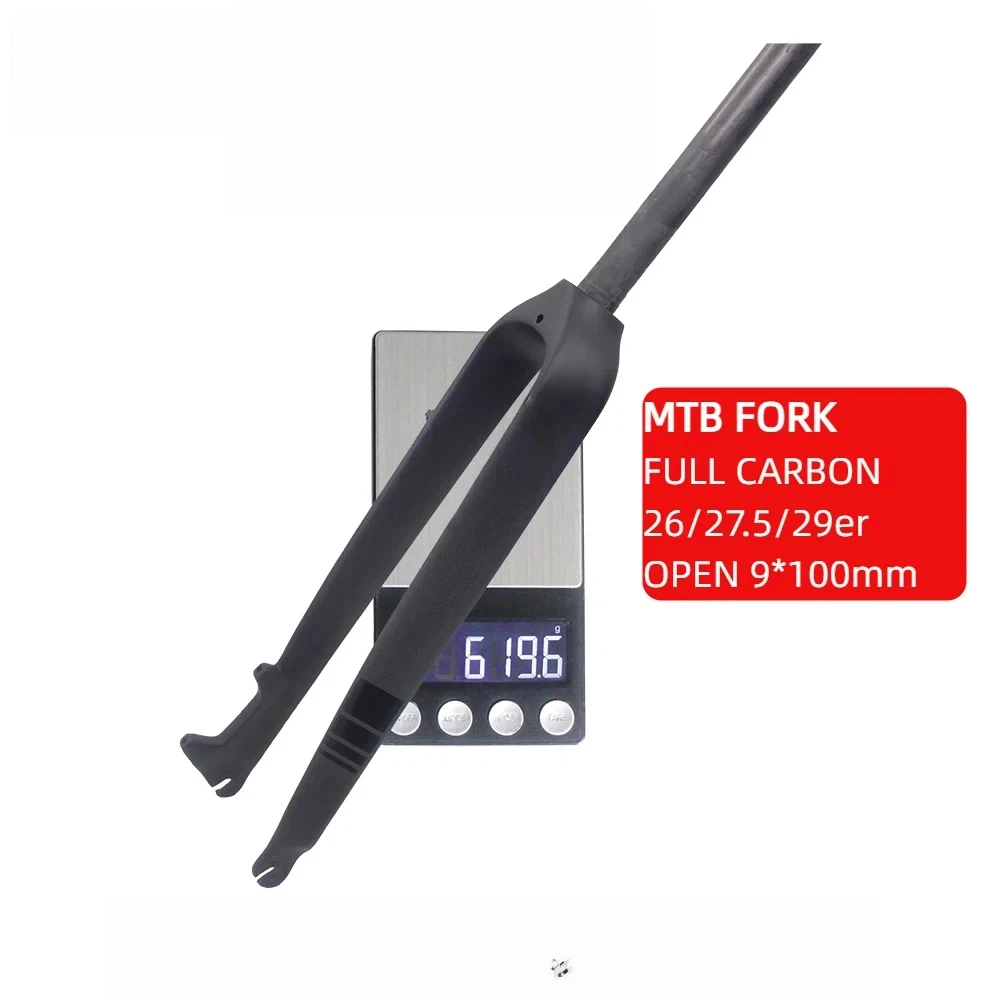 

MTB Full Carbon Fiber Fork Straight Tapared Tube Bicycle Fork 9*100mm Quick Release,26 /27.5/29 Inch Bicycle Rigid Fork