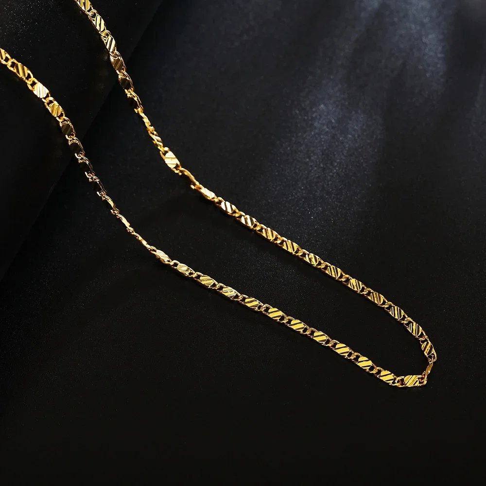 16-30inches Wholesale Beautiful Fashion Elegant Gold Color Chain Pretty 925 Sterling Silver Necklace Jewelry Wedding Party Gift