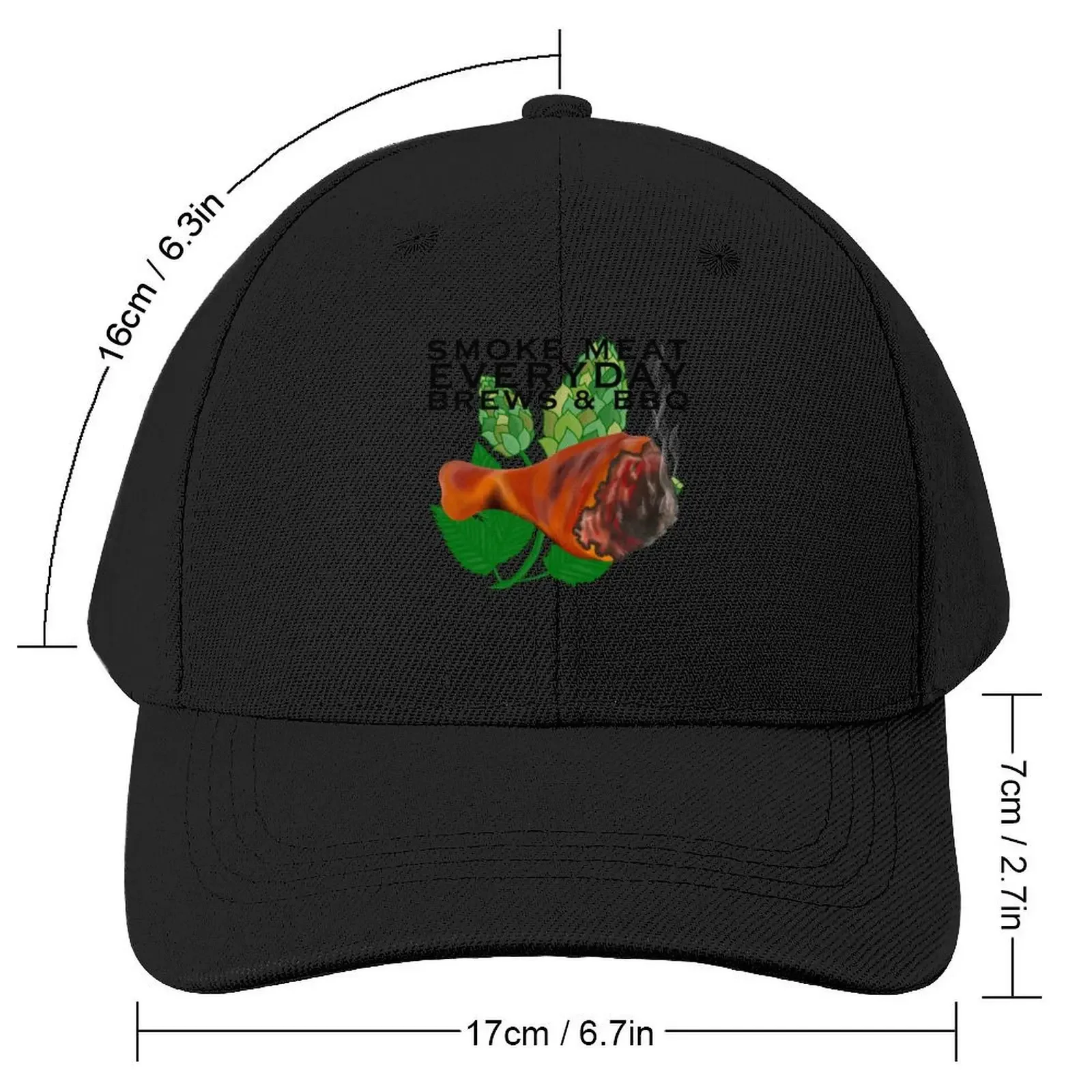 Smoke Meat Everyday - Brews & BBQ Baseball Cap Military Cap Man Big Size Hat Rugby Men's Caps Women's